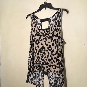 Love J Cheetah Print Open Back Tank, Sz XL